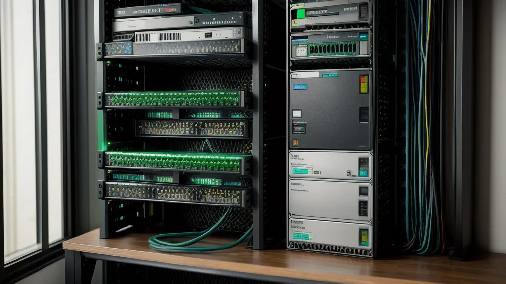 Petit rack réseau domestique avec supports de formation Python, pour l'automatisation réseau en autodidacte.