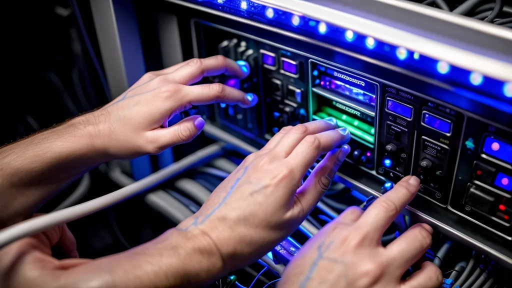 Technicien branchant un câble console sur un équipement réseau Cisco