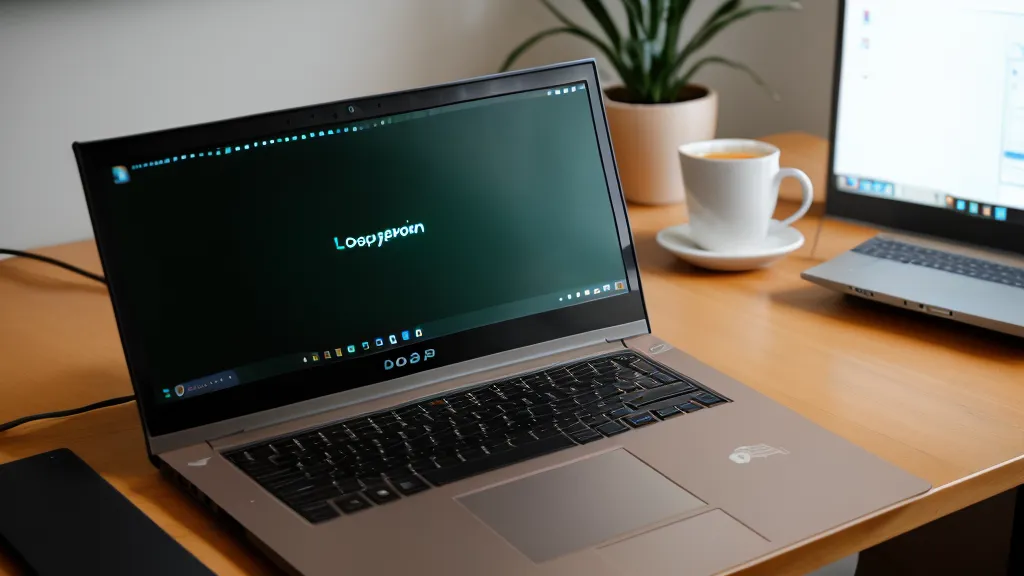 Écran d'ordinateur affichant du code JavaScript à côté d'une tasse de café